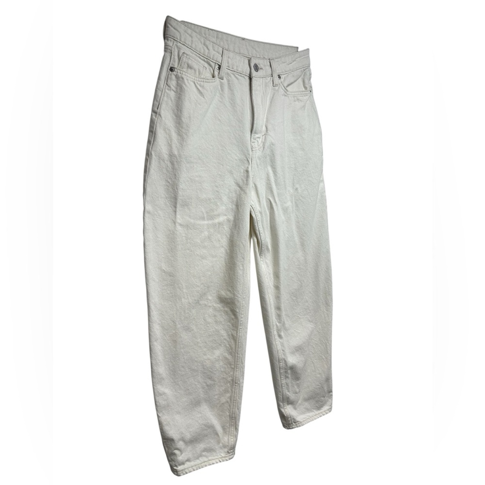 H&M High Rise Barrel Leg Jeans – Cream, Size 4 - Picture 4 of 7